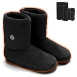 電気スリッパ 【新開発＆日本製ヒーター】 足温器 コードレス 速暖 両面発熱 フットウォーマー バッテリー付き(8000mAh)*2個 3段階温度調節 NTC過熱保護 防寒 滑り止め 柔らかい 軽量 洗える ルームブーツ 省エネ 屋内・屋外 家庭用/オフィス用 足冷え対策 暖房器具 足元暖房 プレゼント (1, ブラック, L, 日本の靴のサイズ寸法, 大人, アルファベット, L)