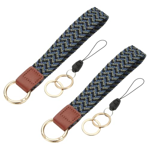 PATIKIL Keychain Wristlet Wrist Lanyard Strap 2 Pcs Gray,Blue,Black