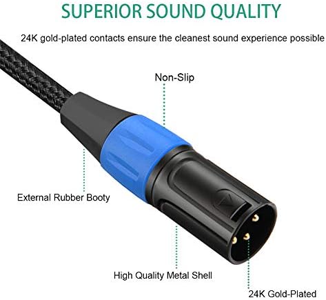 COLICOLY Balanced 1/4 Inch TRS to XLR Male Interconnect Cable Quarter inch to XLR Patch Cord - 3.3ft