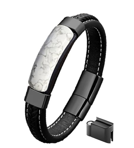Men's Leather & Stone Bracelet
