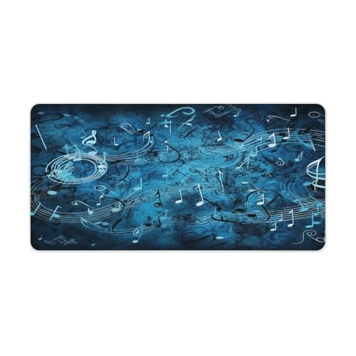Blue Musical Notes Desk Pad con base antideslizante grande miniatura 1