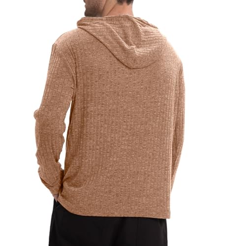 Wankang Knitted Hoodies for Man Quarter Button Up Hoodie Pullover Casual Long Sleeve Sweatshirt Trendy Drawstring Sweatshirts3