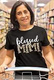 Blessed Mimi T-Shirts for Women Leopard Print Mimi Graphic Shirts Grandma Tees Tops Mother's Day Shirt(Dark Gray,Large)