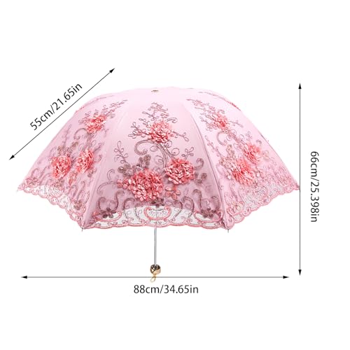 Parapluie coupe-vent vintage pliable aux finitions de dentelle