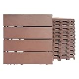 Nicoman PVC Terrassenfliesen mit Klicksystem - 30x30 cm, Wasserdicht & Rutschfest, 12 Stück, Steinstruktur Oberfläche - Bodenbelag für Balkon, Terrasse, Garten & Poolbereich (Braun-Z, 12pcs)