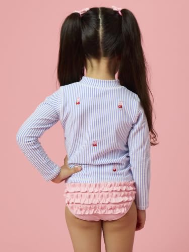 Image of RuffleButts Girls Zipper Long Sleeve - Rash Guard 2-Piece Swimsuit UPF 50+