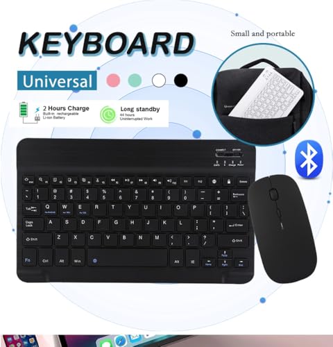 Image of YODI Ultra-Slim Bluetooth Keyboard & Mouse Combo, Multicolor Portable Small Slim Typewriter Compact Ergonomic Travel Wireless Keyboard Mouse for Apple iPad iPhone Tablet iOS Android Windows (Black)