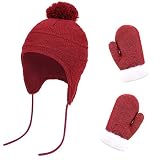 capota bebecar Conjunto de mitones térmicos de invierno: el conjunto de guantes de sombrero está hecho con tejido de punto ecológico que es agradable para la piel del bebé y no causaría picazón. Perfecto para el uso diario en invierno.
