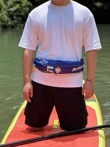 Meenoutt Automatic Inflatable Belt Pack Water Sports Jacket Waist Belt PFD for SUP Paddleboarding Fishing Boating Kayaking（fit 80-330 lbs） (Blue) - Thumbnail 6