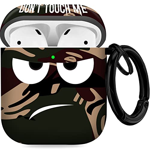 Youtec for Airpods Case, Don't Touch Me for Airpods Cover with Keychain Soft Cute Shockproof Cover for Women Men Compatible with for Airpods 2/1 Charging Case,Brown