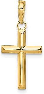 Colar com pingente religioso de cruz pequena de ouro amarelo 14 k joias finas latinas para mulheres presentes para ela, Ouro amarelo