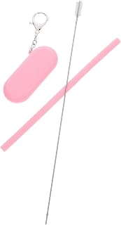 Uonlytech Reusable Silicone Straw with Cleaning Brush and Portable Case Adorable Silicone Drinking Straws for Parties Home Milk Tea Shops Campus Activities Smooth Rounded Mouth Lightweight