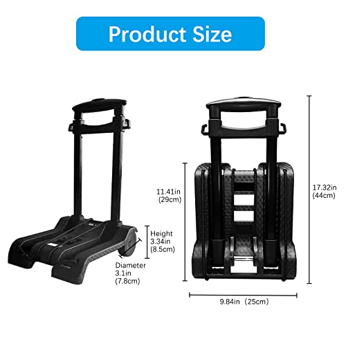 Portable Folding Hand Truck Lightweight Trolley Compact Utility Cart With 50Kg/110Lbs Heavy Duty 2 Wheels Solid Construction Adjustable Handle For Moving Travel Shopping Office Luggage Use(By07-Black) #TOP6