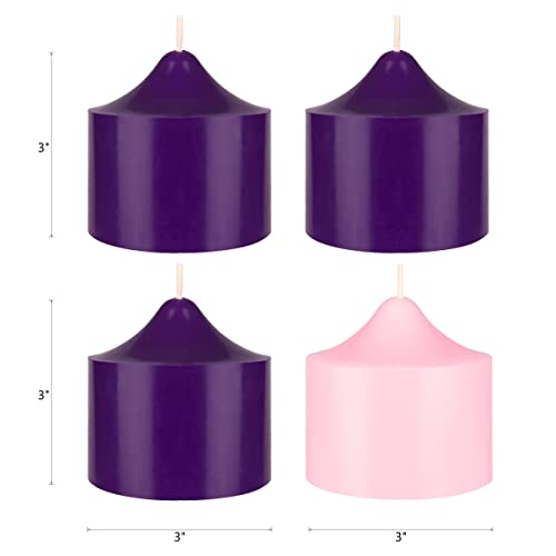 Mega Candles 4 Pcs Unscented Christmas Advent Dome Top Pillar Candles, Hand Poured Wax Candles 3 Inch X 3 Inch, Holidays, Church, Decorations, Devotional, Celebration, Party & More #TOP1
