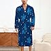 FOSKERV Women's Long Sleeve Robe, Soft Comfortable Loungewear with Belt, Fashion Open Front Nightgown for Bedroom, Living Room, Christmas Snowflake Blue, (M)