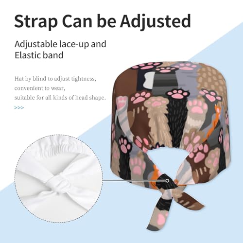 Image of Adjustable Working Cap Breathable Unisex Women Men Elastic Bandage Tie Back Hats Scrub Nursing Doctor Surgeon Cap