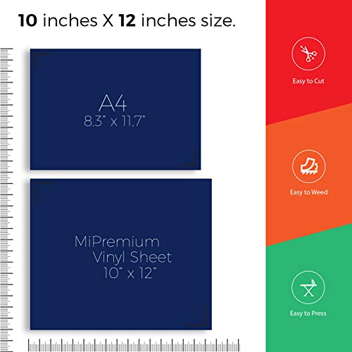 Mipremium Pu Heat Transfer Vinyl Htv Blue, Iron On, 12” X 10” Inches 6 Pre-Cut Sheets, For T Shirts Hats Caps Bags Sports Clothing And Other Fabrics, Easy To Cut Apply & Press (Navy Blue X 6) #TOP3