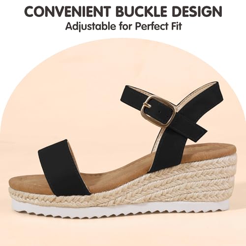 Image of PANDNAINJIA Girls Sandals Wedge Platform Heels Dress Shoes