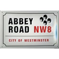 Plaque en acier gaufrée Abbey Road (Beatles) - Les Beatles, Paul McCartney, John Lennon, RIngo Starr, George Harrison