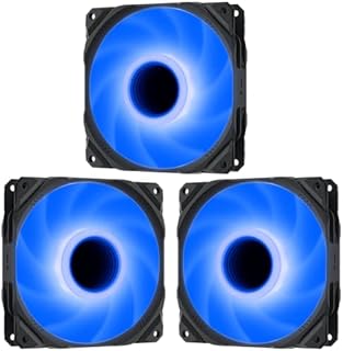 upHere 120mm fan with Mirror Blue LED,Black Frame High AIrflow Case Cooling Fan,3PIN Low Noise Computer Fan for PC cooling,UA01BE3-3