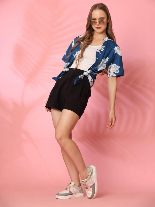 Image of Trendy Queen Printed Straight Mandarin Neck Shirt for Women's | Tops for Woman Shirts | Shirt for Women Stylish Western (SD780 S)