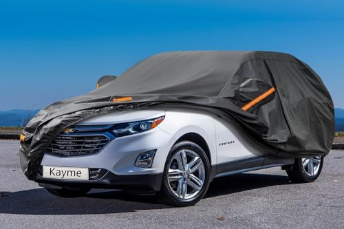 Image of Kayme 7 Layers SUV Car Cover Custom Fit for Chevrolet Chevy Equinox (2005-2025) Waterproof All Weather for Automobiles, Outdoor Full Cover Rain Sun UV Protection.Black