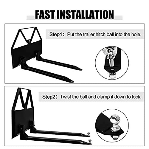 Attachments Pallet Fork Frame Attachment With 46" Fork Blades, Fits Cat I & Ii Tractors, Rated 2600 Lb #TOP3