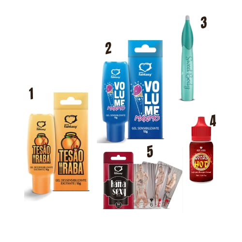 Kit 5 Produtos Sexy Shop Estimulante Dessensibilizante Namorados Excitante Beijável Brincadeira Casa