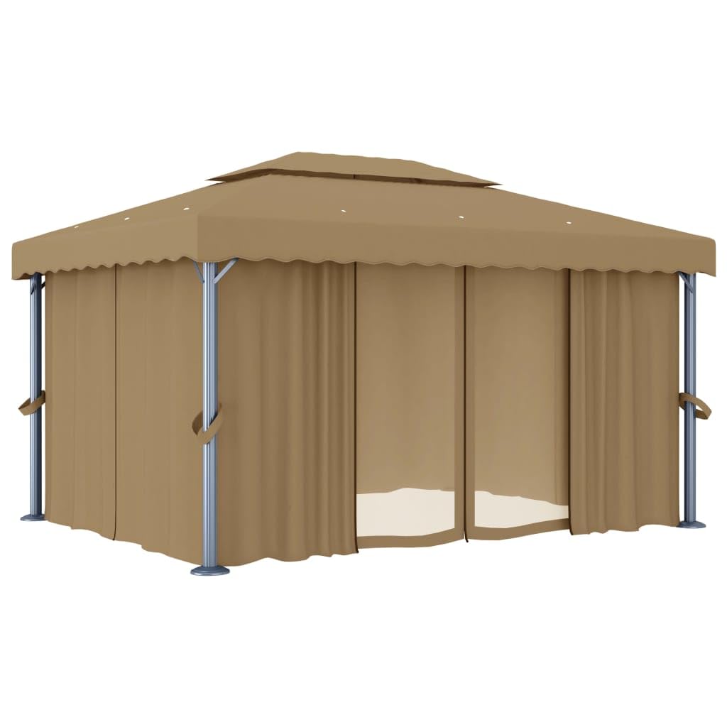 Altana z zasłoną szarą taupe aluminium 4x3 m