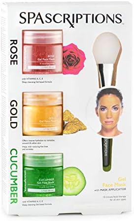 SpaScriptions Rose, Gold & Cucumber Gel Face Mask, 1.7 Oz Each