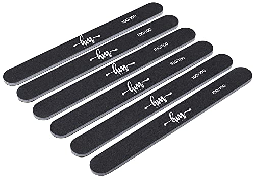 HM NAILS - Lima de uñas de ALTA DURACION para uso profesional 100/100 EDGE - PACK 6 uds - Lima para uñas, esmaltes semi permanente, gel uv, acrilico, uso profesional Cover