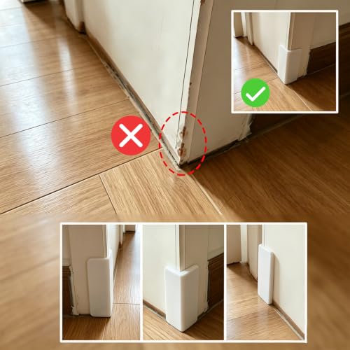 Image of White Self Adhesive Rubber Corner Protectors, Thickened Proofing Cushion Guards for Baseboard, Wall, Furniture(4PCS)