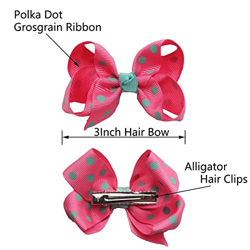 Yxiang 40Pcs Hair Bows Clips For Little Girls 3 Inches Colorful Polka Dot Boutique Grosgrain Ribbon Hair Bows Alligator Clips Barrettes For Toddler Kids Pet Dog Puppy (20 Colors) #TOP6