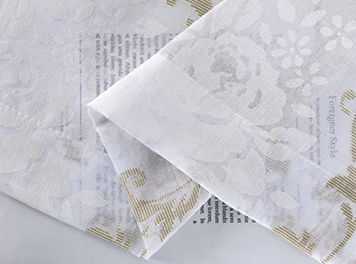 Cortinas beige de salón con flores bordadas y tejido translúcido 7