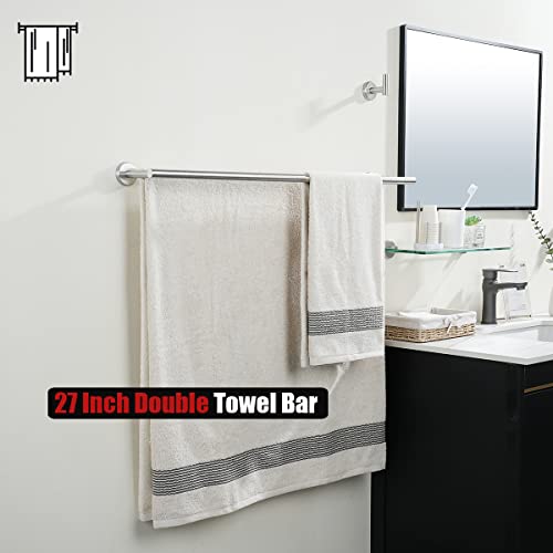 JQK Double Bath Towel Bar, 30 Inch 304 Stainless Steel Thicken 0.8mm Towel Rack for Bathroom, Towel Holder Brushed Finished Wall Mount, Useable Length 27 Inch, TB100L27-BN by JQK - Image 5