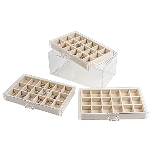 Nwvuop Schmuckschatulle Acryl Schmuckkästchen Ring aufbewahrung Schmuckaufbewahrung Organizer für ohrringe Ring Jewellery Organizer Beige