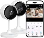 Litokam 2K Indoor Security Camera for Pet/Elder/Baby Monitor, Little elf Home WiFi Camera Motion Detection with Night Vision, Work with Alexa, 2 Pack