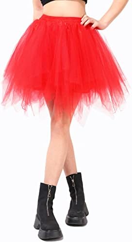 Kefiyis Tüllrock Damen Tütü Karneval Party Tutu Kurz 50er Rockabilly Petticoat Ballet Halloween Fasching Cosplay Tanzkleid Kostüm