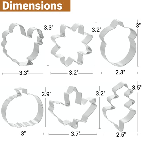 Cookie Cutters 6 Pcs, Fall Thanksgiving Cookie Cutters By Job Jol, 3'' To 3.5'' #TOP1