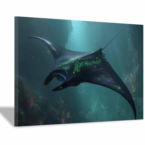 Poster ocean raie manta evasion marine et poesie visuelle 20x30