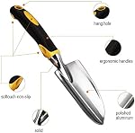 Ensemble d'outils de jardin - 6 Ensemble d'outils à main pour le jardinage des pièces (gants de weeder, truelle, transplanté, cultivateur et fourche à désherbage) - Alliage d'aluminium lourd - Ergonomique & Résistant à la rouille - Cadeaux de jardinage pour les femmes Hommes