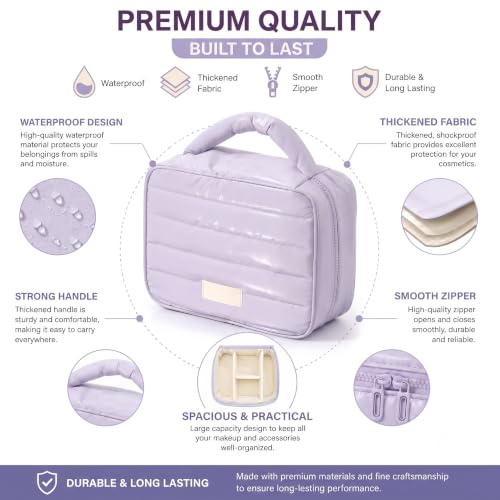 Image of WEMOL Travel Fashion Cosmetic Organizer Storage Bag, Soft Padded - Lavender