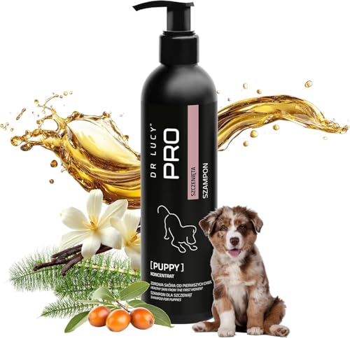 DR LUCY PRO Puppy Champú suave para cachorros con aceite de jojoba y cola de caballo, limpiador suave, nutritivo e hidratante, 250 ml