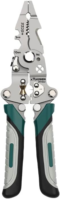 Collapsible Wire Stripper Tool, High Carbon Steel Multi-Function Electrician Pliers for Cutting Crimping Stripping, Industrial Grade Electrical Tool for Professional & DIY Wiring Work