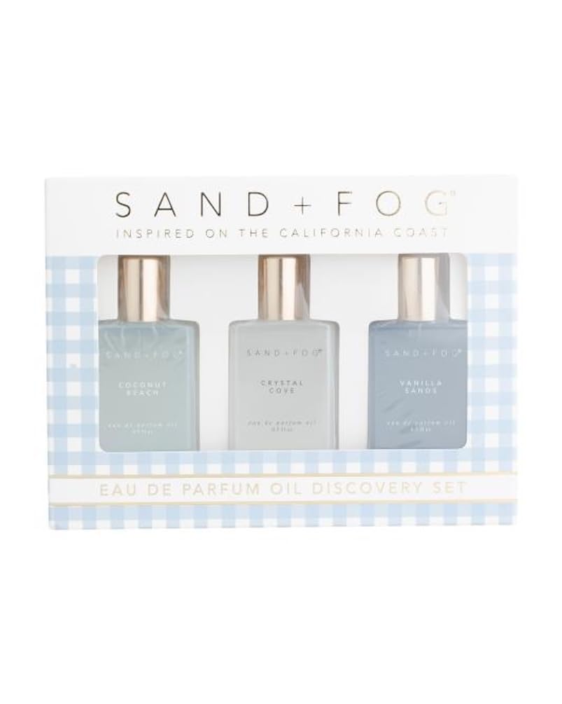Sand + Fog Eau de Parfum Oil Discovery Set, 3 Piece, Pistachio Dream, Vanilla Bloom, Pear Blossom, 0.5 fl oz Each
