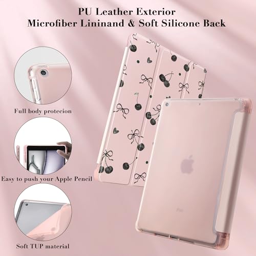 Idocolors Cute Black Bow Cherry Case for 10.9" iPad 2022/2025(10th/11th Gen), Tri-Fold Tablet Case with Auto Wake/Sleep & Pencil Holder - Vibrant Protective Cover for Women Girls and Teens, (Pink) by Idocolors - Used condition - Image 5