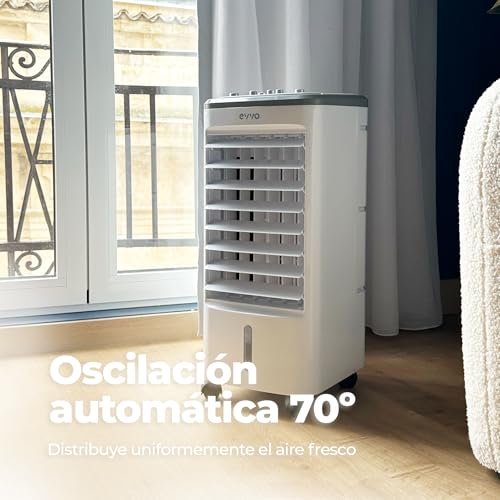 Miniatura 6 de Evvo Climatizador Evaporativo Clima Ac650. Potencia: 65 W, Depósito: 3,5 L, 3 Velocidades Ajustables, Oscilación Automática De 70 , Ruedas Multidireccionales, Incluye 2 Acumuladores De Frío
