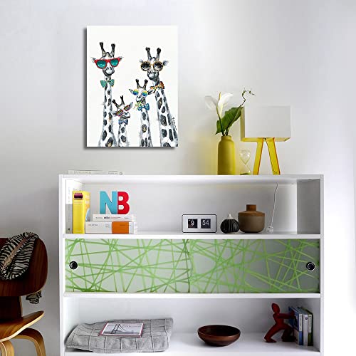 Yidepot Giraffe Wall Art Canvas Prints: Cool Animal Prints for Nursery Giraffe Picture Framed Funny Cute Bathroom Poster Colorful Wall Decor for Children Bedroom(30cmx40cm) - Image 5