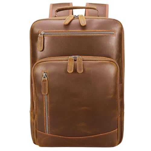 TIDING Leather Convertible Backpack 15.6" Laptop Briefcase Multi-Functional Business Travel Backpack