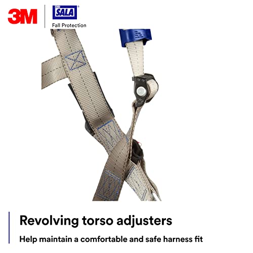 Image of 3M DBI-Sala ExoFit X100 Comfort Construction Positioning Safety Harness with Weight Distribution, OSHA, ANSI, 2 D-Ring Connections, Quick Connect Leg and Chest Buckles, Zinc Plated Steel, 1401050, S